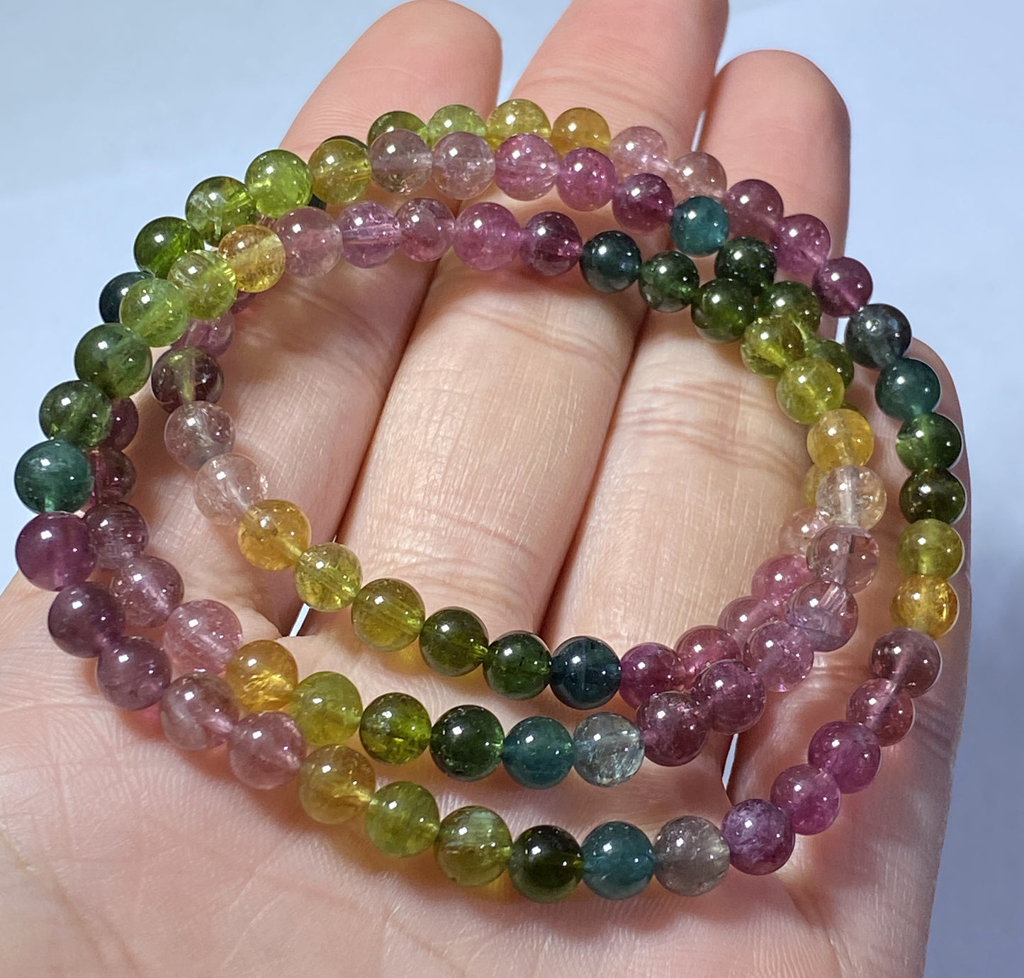 AAAA Natural Authentic Tourmaline Bracelet, Tourmaline Round Bracelet, Rainbow Tourmaline Bracelet ET1071