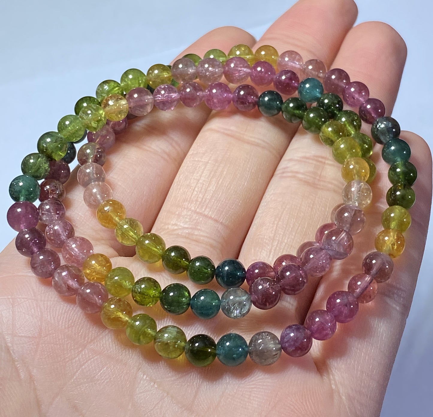 AAAA Natural Authentic Tourmaline Bracelet, Tourmaline Round Bracelet, Rainbow Tourmaline Bracelet ET1071