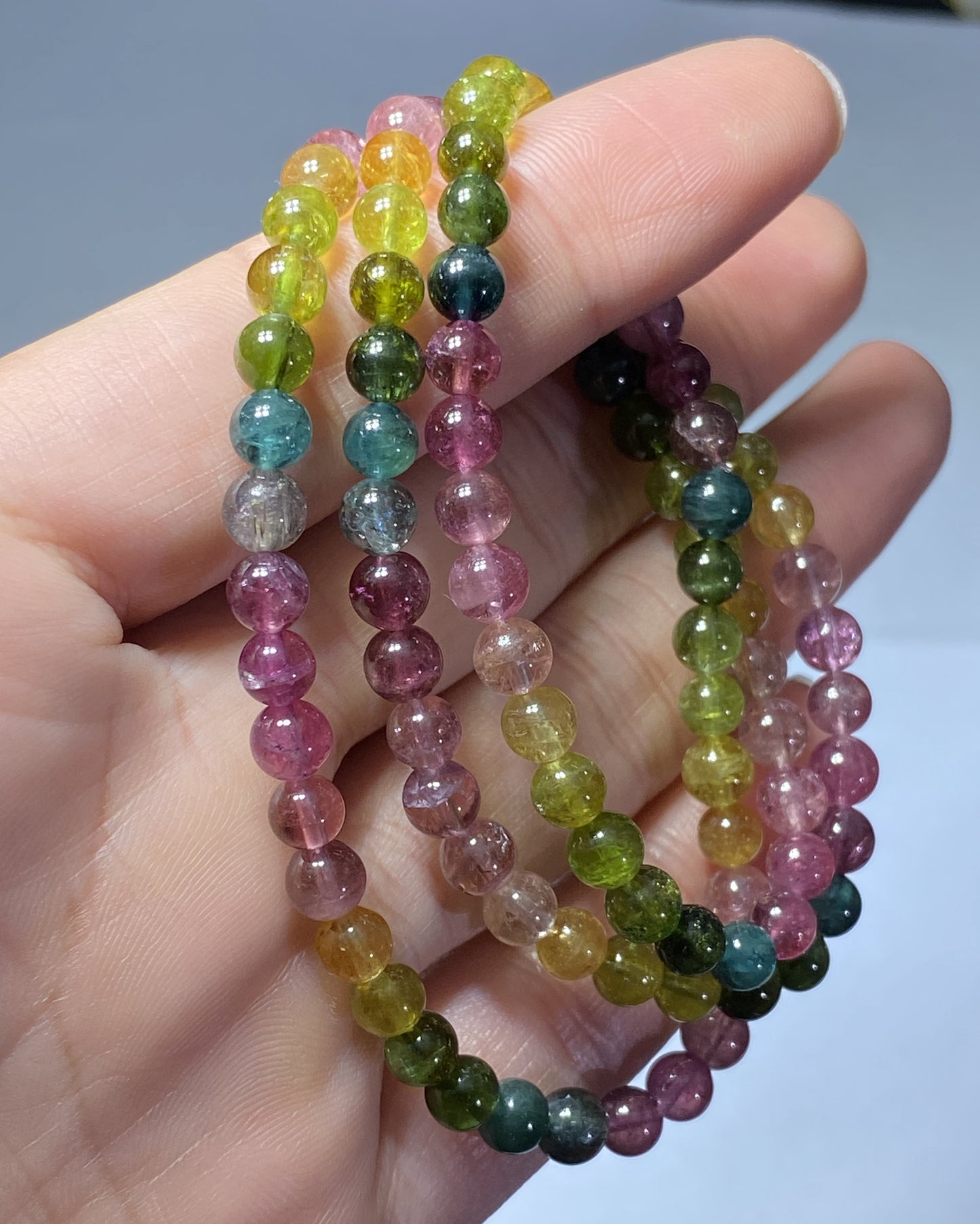 AAAA Natural Authentic Tourmaline Bracelet, Tourmaline Round Bracelet, Rainbow Tourmaline Bracelet ET1071