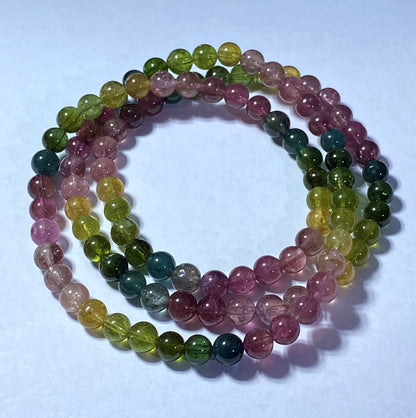 AAAA Natural Authentic Tourmaline Bracelet, Tourmaline Round Bracelet, Rainbow Tourmaline Bracelet ET1071