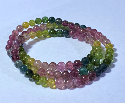 AAAA Natural Authentic Tourmaline Bracelet, Tourmaline Round Bracelet, Rainbow Tourmaline Bracelet ET1071