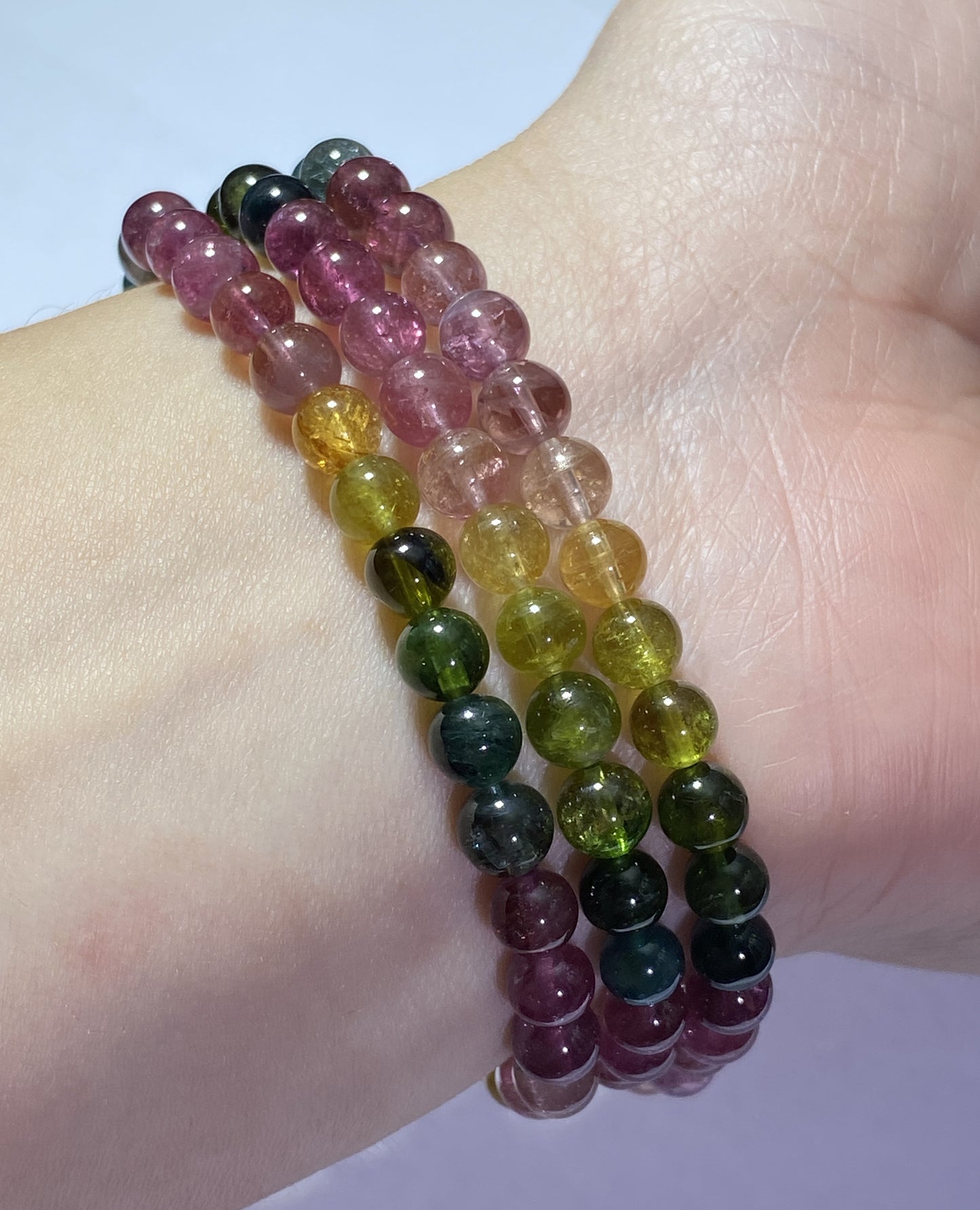 AAAA Natural Authentic Tourmaline Bracelet, Tourmaline Round Bracelet, Rainbow Tourmaline Bracelet ET1071