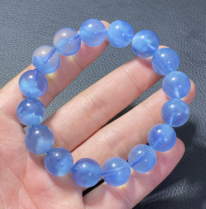 AAAA Natural Authentic Aquamarine Bracelet,March Birthstone,Crystal Bracelet,Handmade Jewelry,Gems Bracelet,Personalized Jewelry,14mm Bracelet  ET547