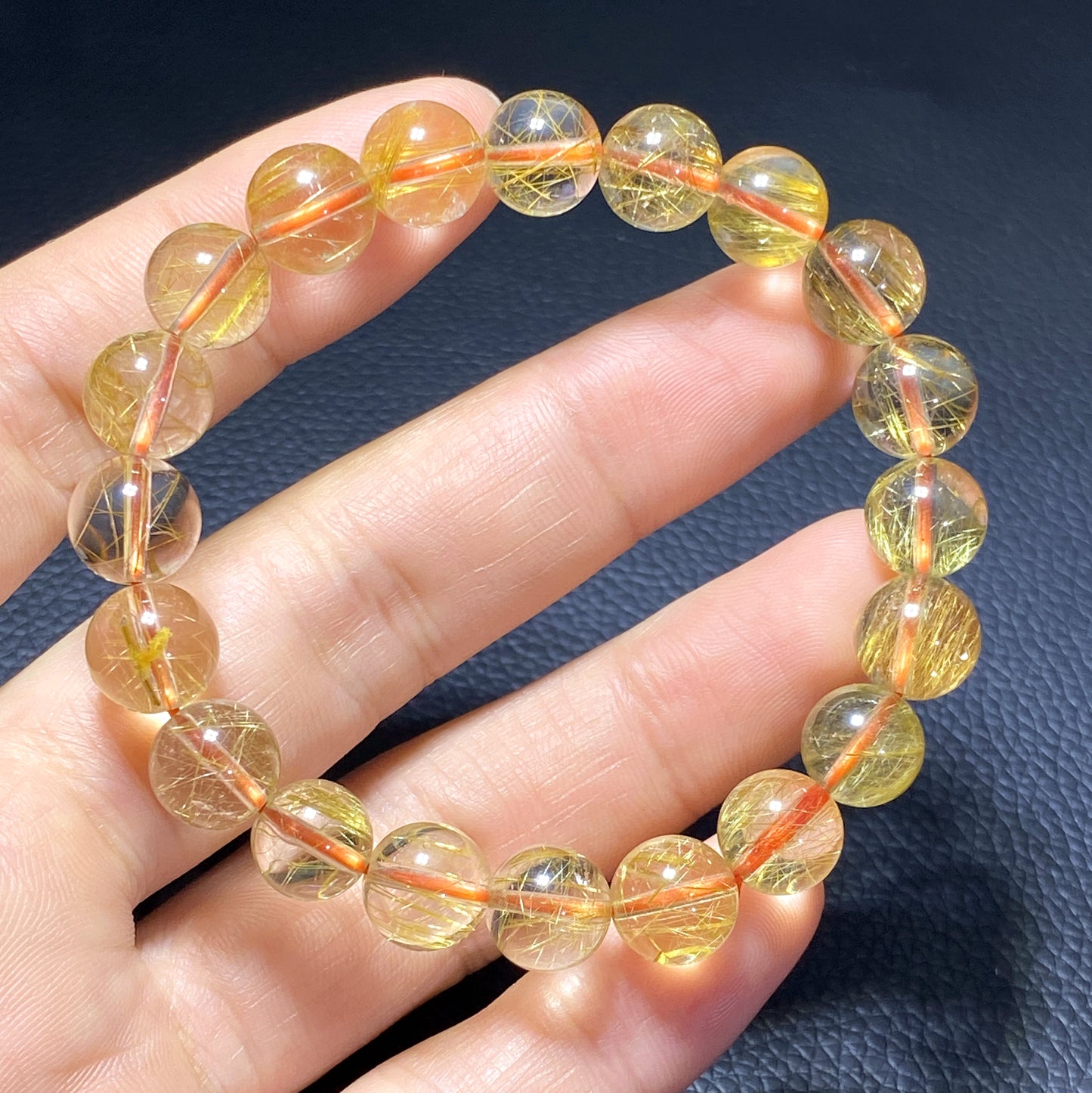 AAAA+ Natural Rutilated Quartz Bracelet,Rutilated Quartz Stone,10.1mm Bracelet,Lucky Bracelet,Handmade jewelry ET559