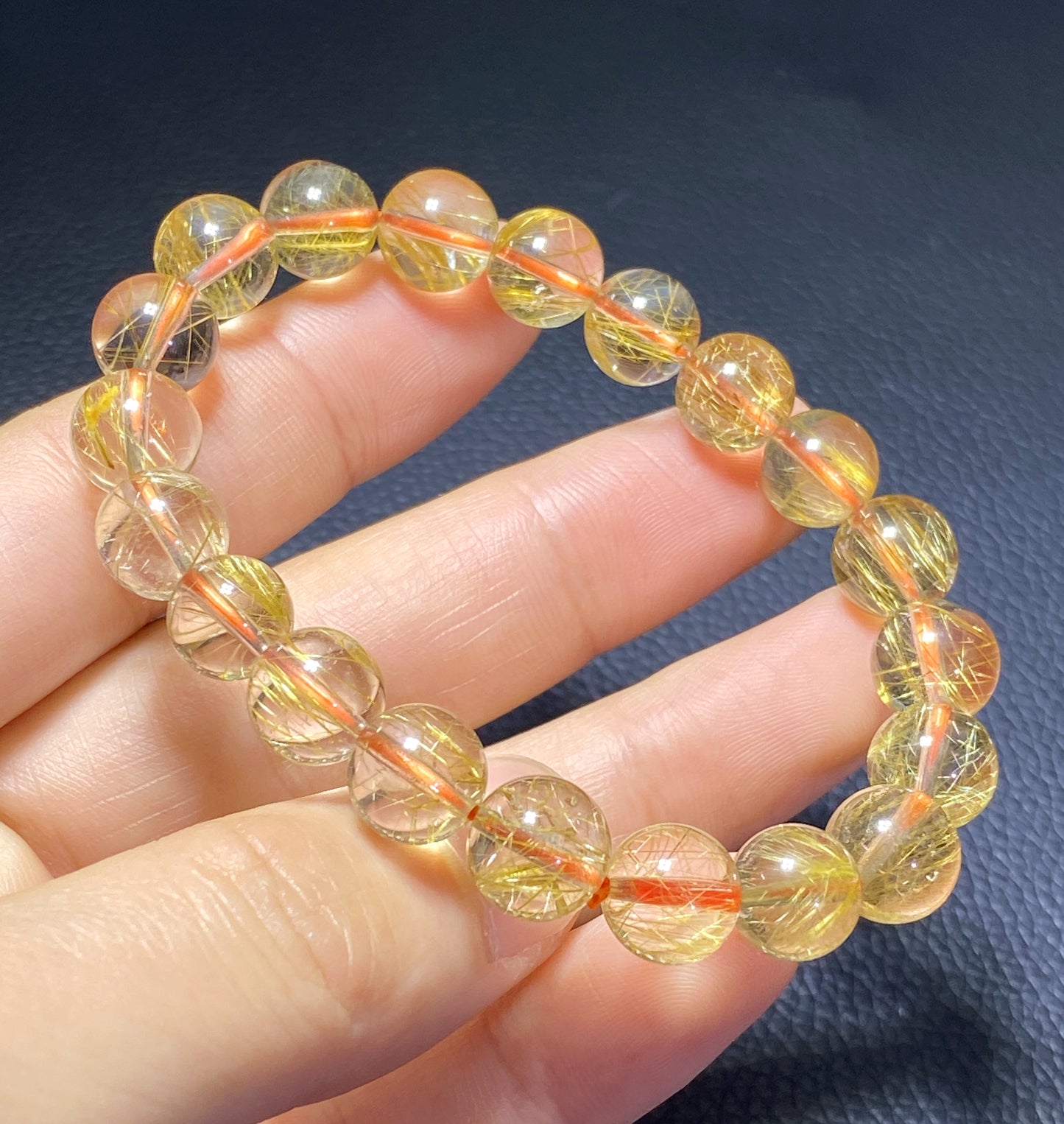 AAAA+ Natural Rutilated Quartz Bracelet,Rutilated Quartz Stone,10.1mm Bracelet,Lucky Bracelet,Handmade jewelry ET559