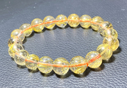 AAAA+ Natural Rutilated Quartz Bracelet,Rutilated Quartz Stone,10.1mm Bracelet,Lucky Bracelet,Handmade jewelry ET559