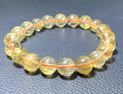 AAAA+ Natural Rutilated Quartz Bracelet,Rutilated Quartz Stone,10.1mm Bracelet,Lucky Bracelet,Handmade jewelry ET559