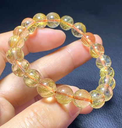 AAAA+ Natural Rutilated Quartz Bracelet,Rutilated Quartz Stone,10.1mm Bracelet,Lucky Bracelet,Handmade jewelry ET559