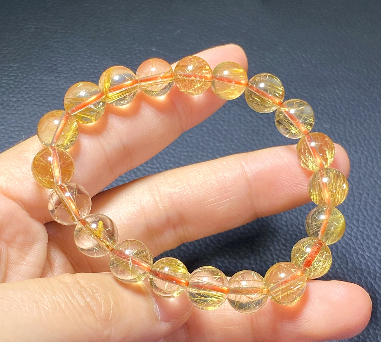 AAAA+ Natural Rutilated Quartz Bracelet,Rutilated Quartz Stone,10.1mm Bracelet,Lucky Bracelet,Handmade jewelry ET559