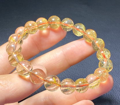 AAAA+ Natural Rutilated Quartz Bracelet,Rutilated Quartz Stone,10.1mm Bracelet,Lucky Bracelet,Handmade jewelry ET559