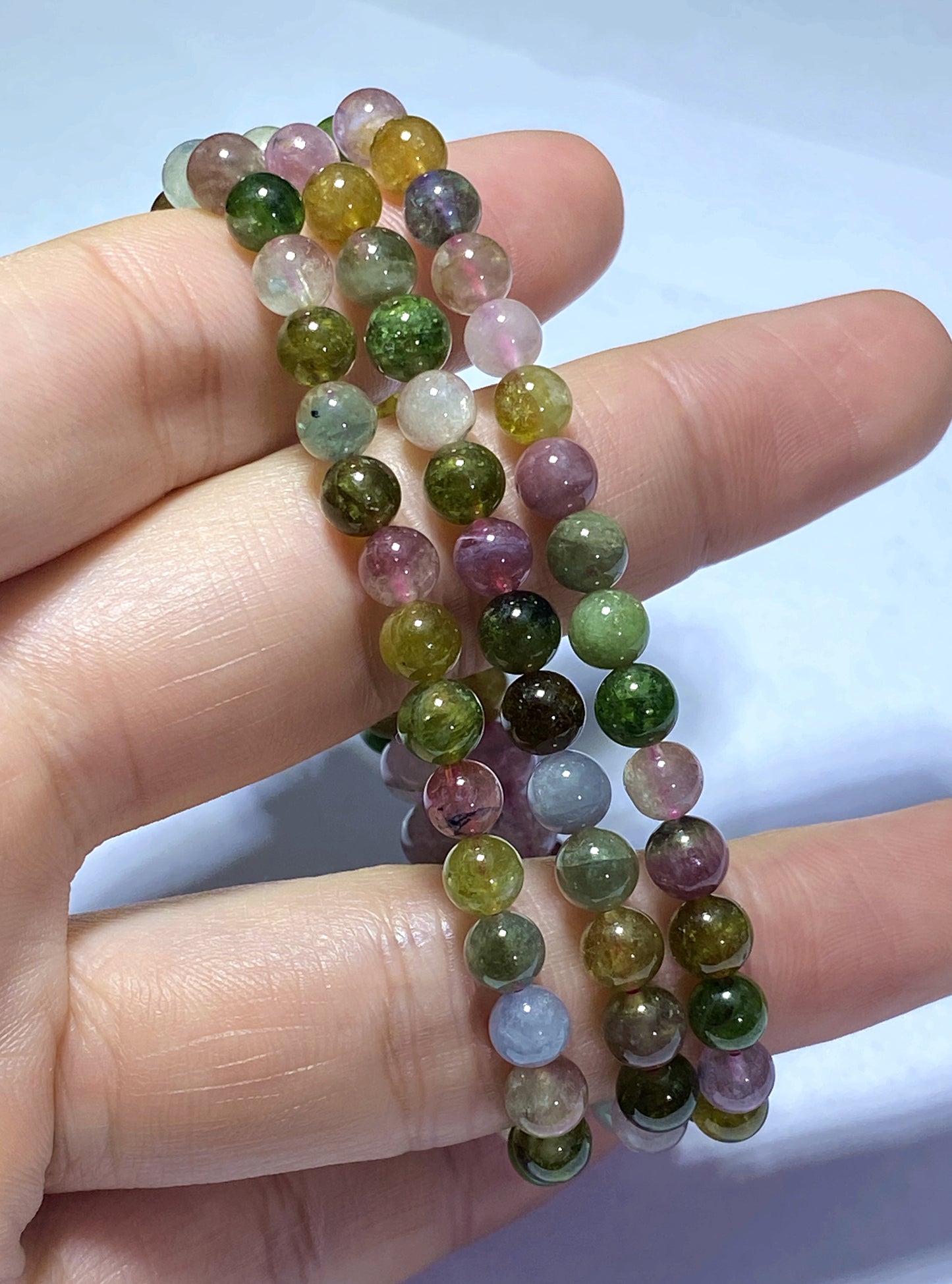 AAAA Natural Authentic Tourmaline Bracelet,Tourmaline Round Bracelet,Rainbow Tourmaline Bracelet,Crystal Bracelet ET564