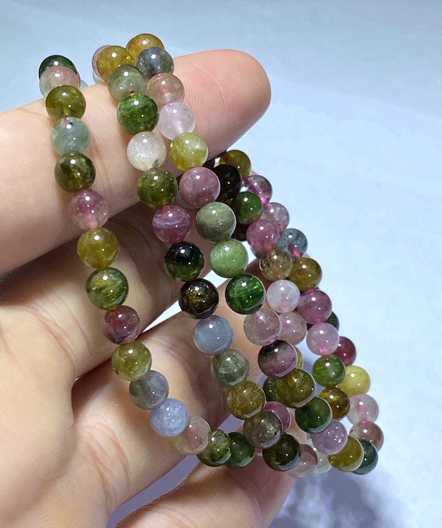 AAAA Natural Authentic Tourmaline Bracelet,Tourmaline Round Bracelet,Rainbow Tourmaline Bracelet,Crystal Bracelet ET564