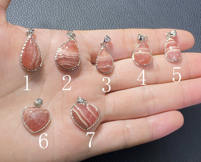 Rhodochrosite Pendant,AAA++ Natural Authentic Argentina Rhodochrosite Pendant,Women's Jewelry,Jewelry Pendant, 925 Silver Jewelry ET1171