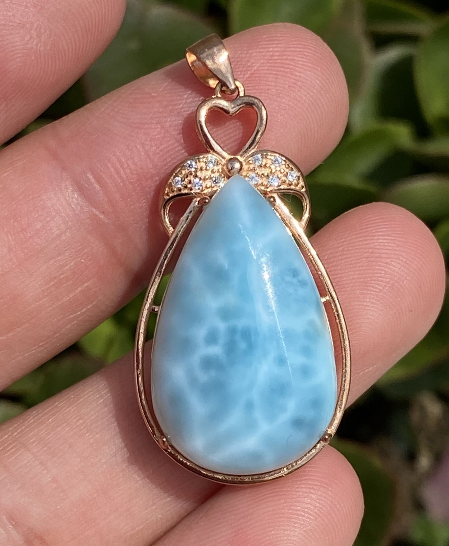 Natural Authentic Dominican Larimar Pendant,S925 Larimar Stone,Rose Gold Larimar Jewelry,Larimar Necklace for Women,Pendant Necklace,ET010