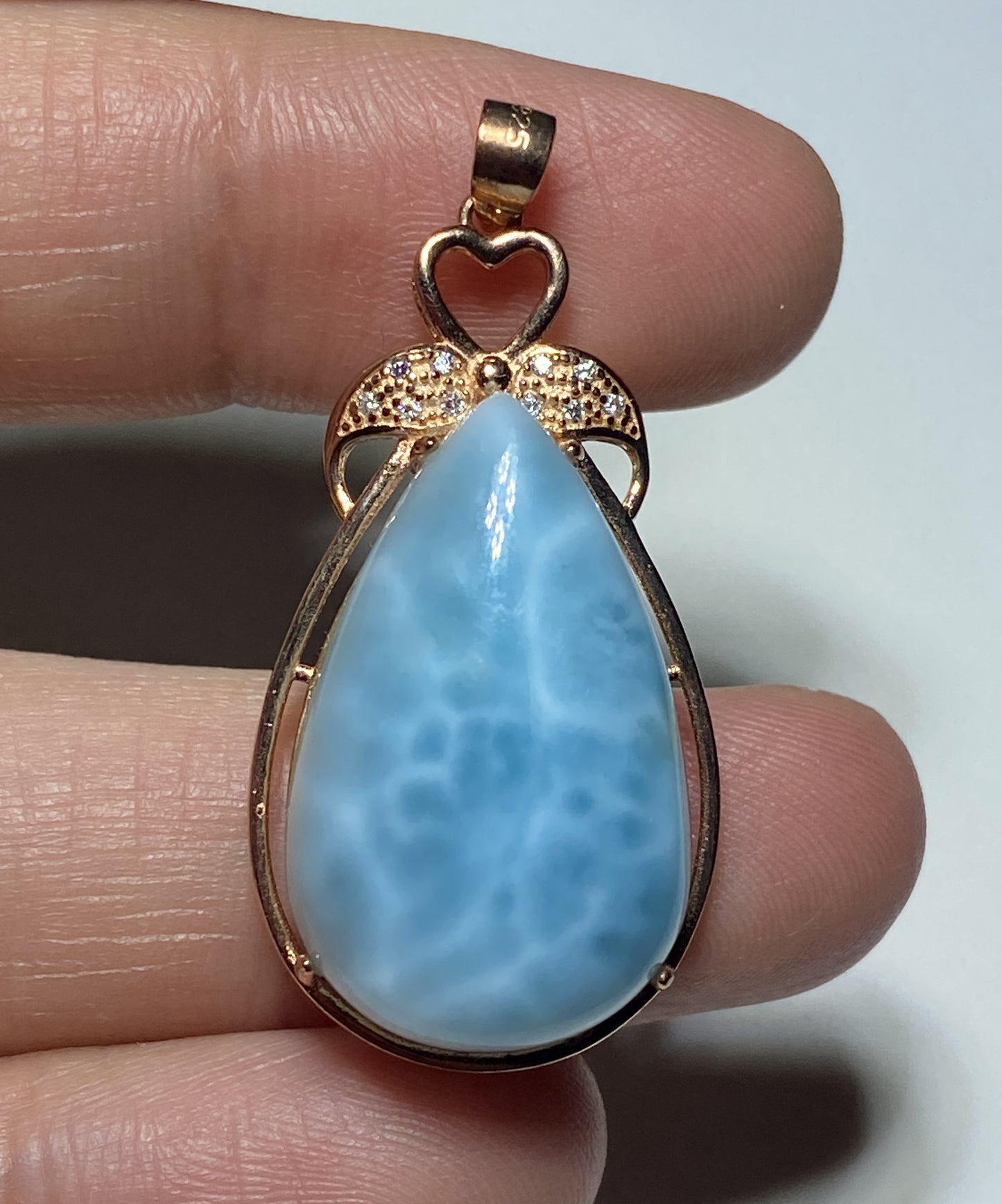 Natural Authentic Dominican Larimar Pendant,S925 Larimar Stone,Rose Gold Larimar Jewelry,Larimar Necklace for Women,Pendant Necklace,ET010