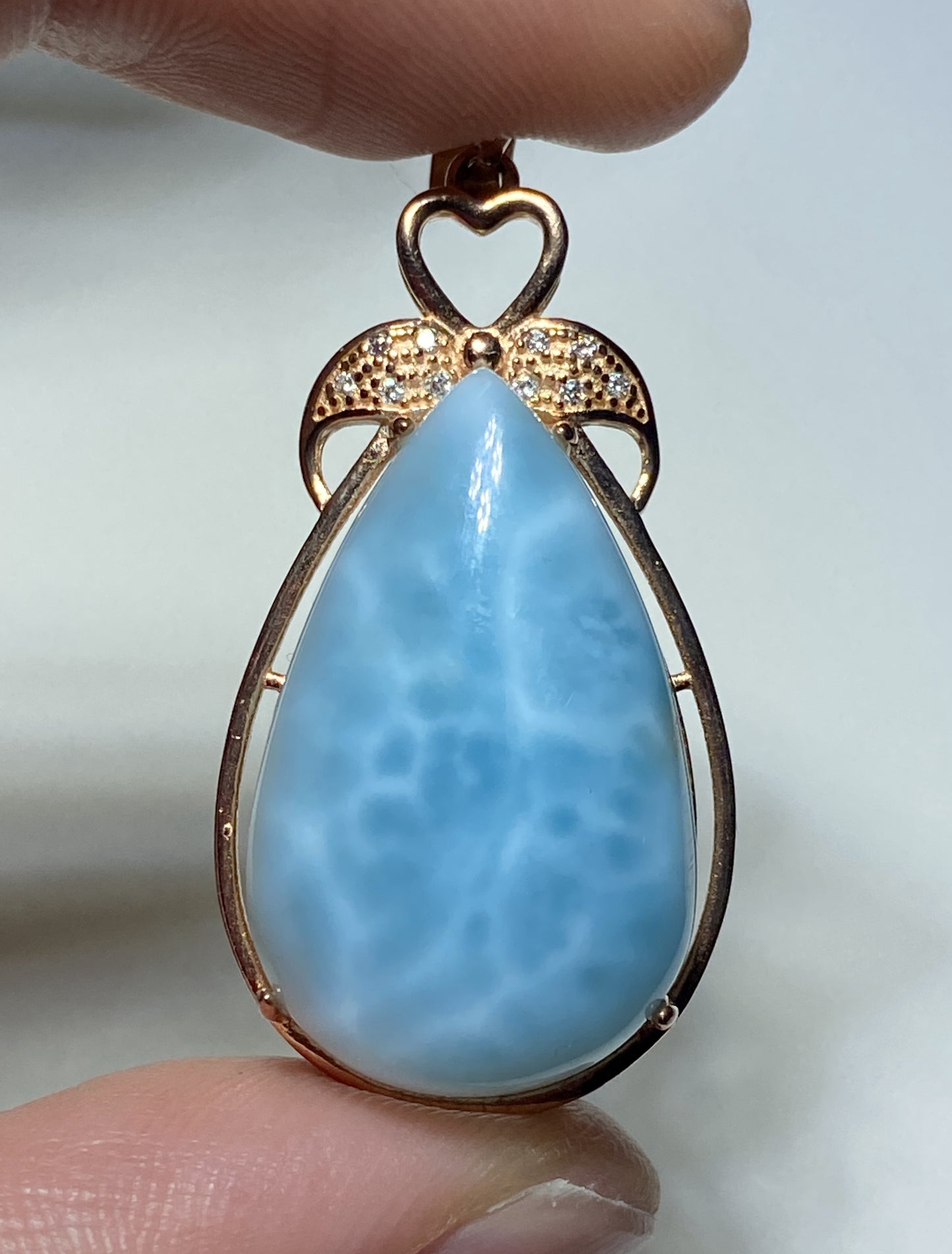 Natural Authentic Dominican Larimar Pendant,S925 Larimar Stone,Rose Gold Larimar Jewelry,Larimar Necklace for Women,Pendant Necklace,ET010