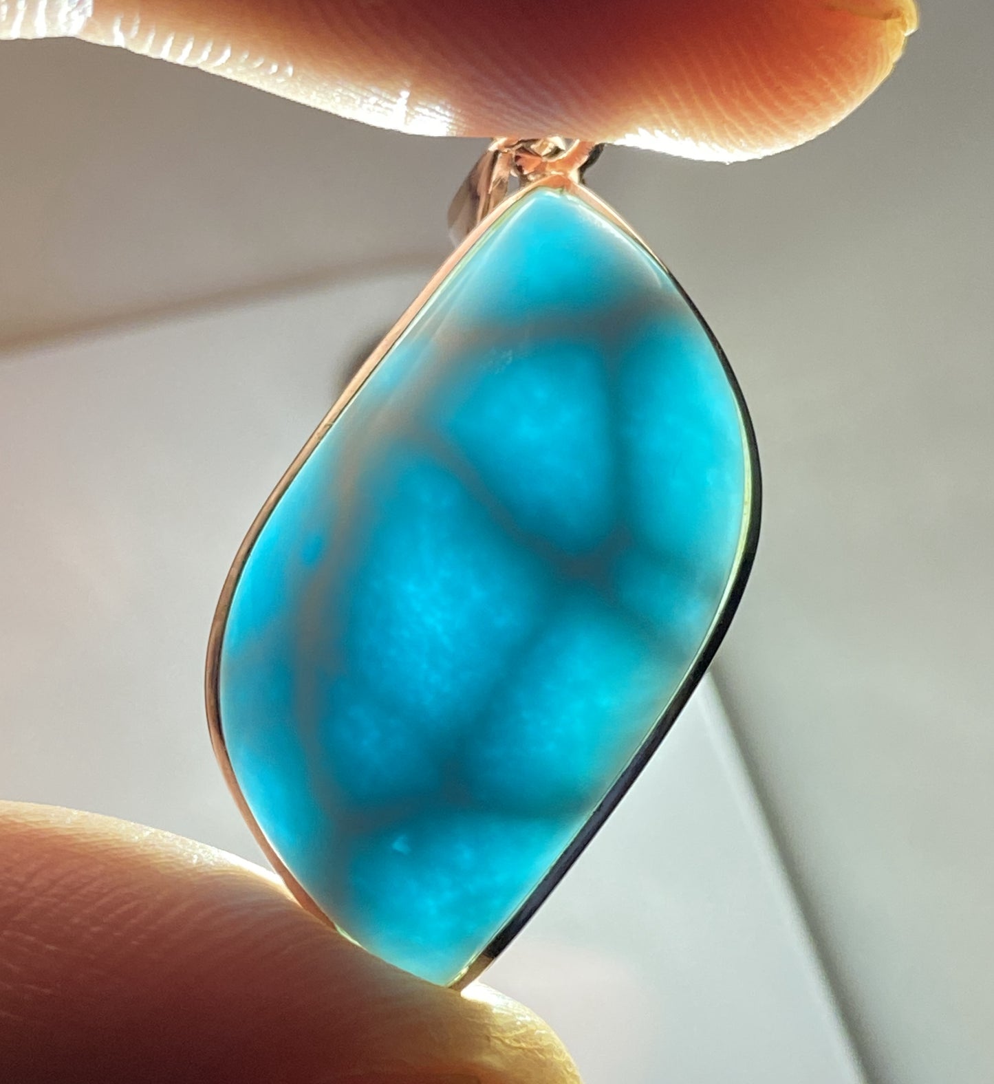 Natural Authentic Dominican Larimar Pendant,S925 Larimar Pendant,Larimar Jewelry,Larimar Necklace for Women,Pendant Necklace,ET046