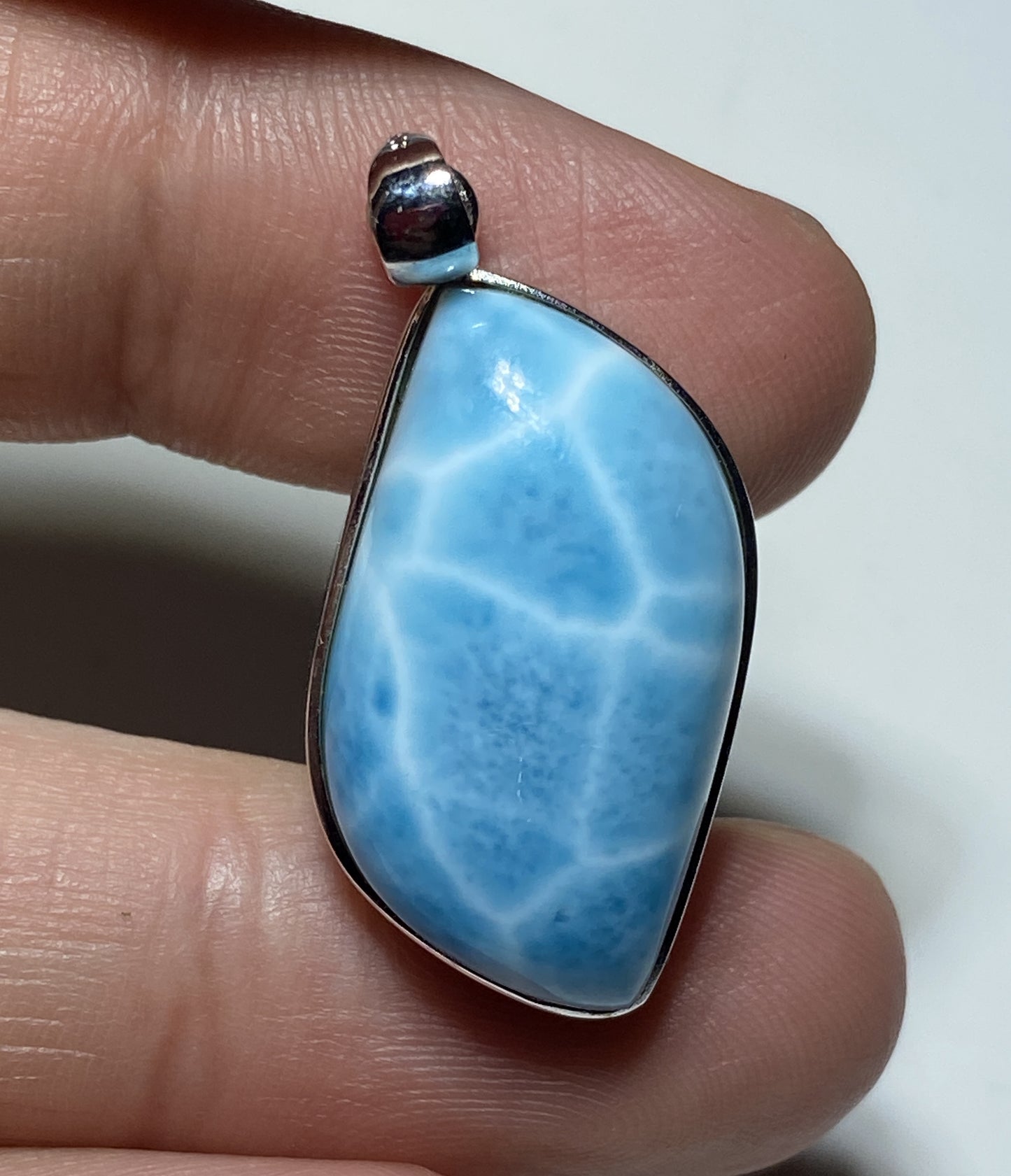 Natural Authentic Dominican Larimar Pendant,S925 Larimar Pendant,Larimar Jewelry,Larimar Necklace for Women,Pendant Necklace,ET046