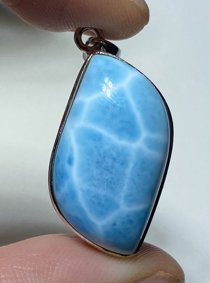 Natural Authentic Dominican Larimar Pendant,S925 Larimar Pendant,Larimar Jewelry,Larimar Necklace for Women,Pendant Necklace,ET046