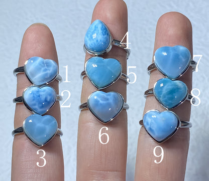 AAAA Natural Larimar Ring, 925 Silver Ring, Oval Lariamr Ring, Handmade Silver Ring, Natural Stones，Adjustable Size Ring ET08