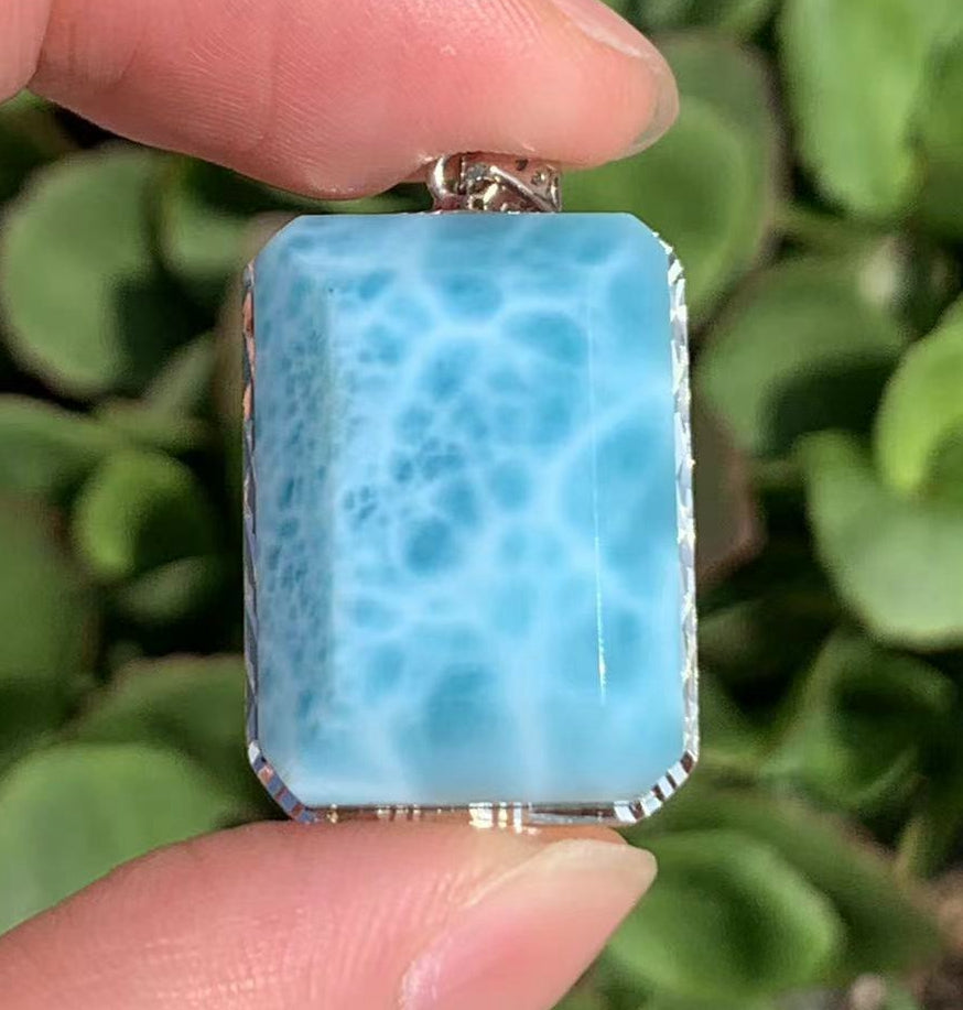 AAA Natural Authentic Dominican Larimar Pendant,Larimar Necklace,Crystal Pendant,Gems Pendant ET083