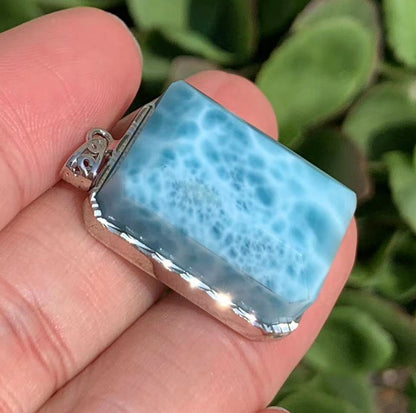 AAA Natural Authentic Dominican Larimar Pendant,Larimar Necklace,Crystal Pendant,Gems Pendant ET083