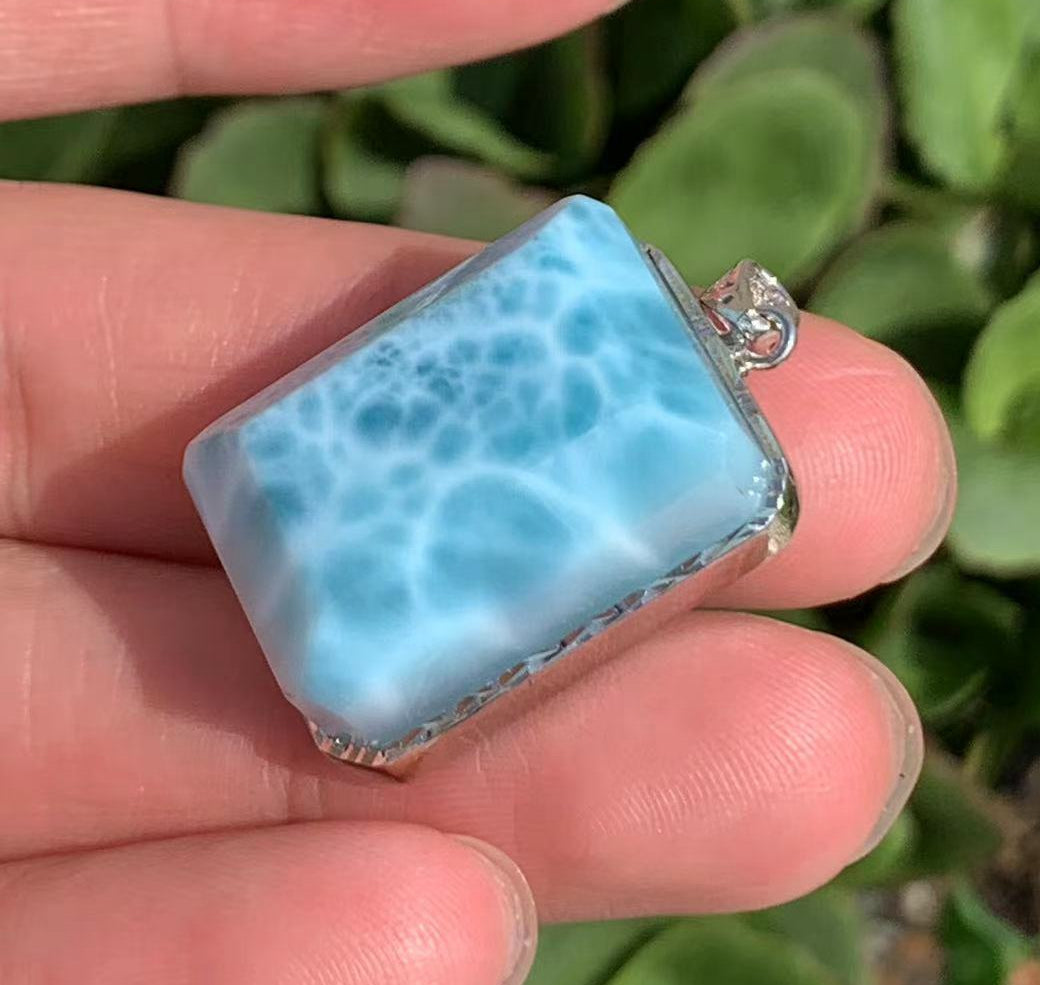 AAA Natural Authentic Dominican Larimar Pendant,Larimar Necklace,Crystal Pendant,Gems Pendant ET083