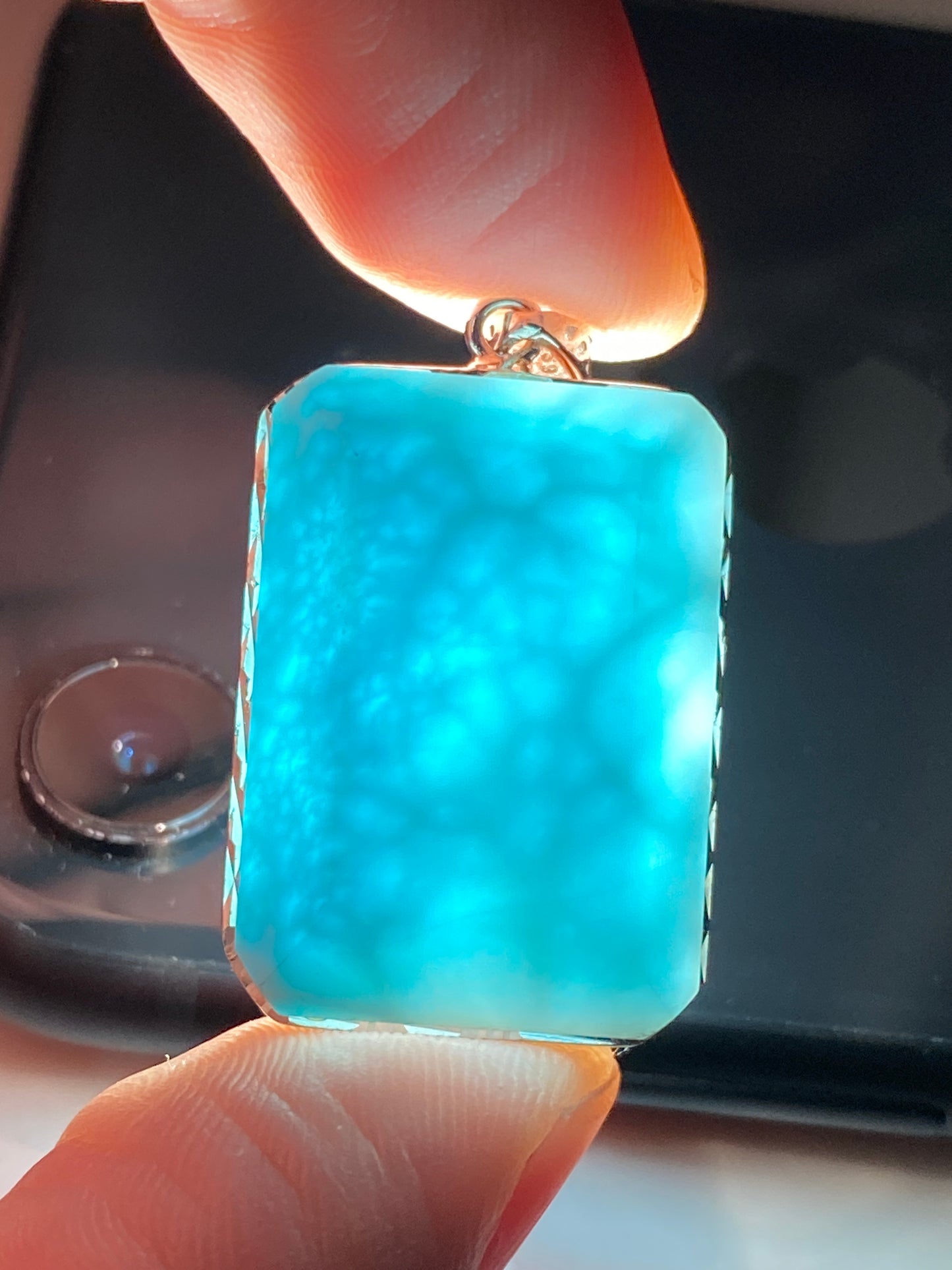 AAA Natural Authentic Dominican Larimar Pendant,Larimar Necklace,Crystal Pendant,Gems Pendant ET083