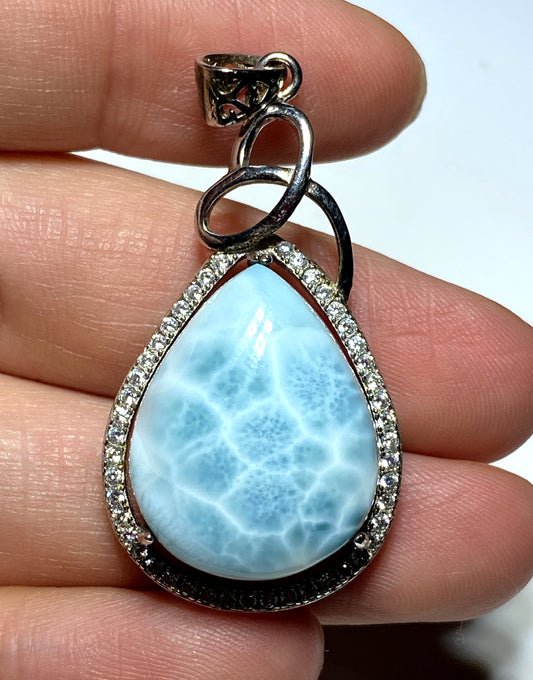 AAA+ Natural Authentic Dominican Larimar Pendant,Larimar Necklace,Crystal Pendant,Gems Pendant ET177