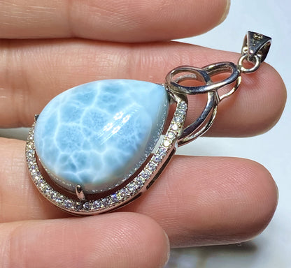 AAA+ Natural Authentic Dominican Larimar Pendant,Larimar Necklace,Crystal Pendant,Gems Pendant ET177