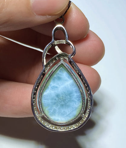 AAA+ Natural Authentic Dominican Larimar Pendant,Larimar Necklace,Crystal Pendant,Gems Pendant ET177