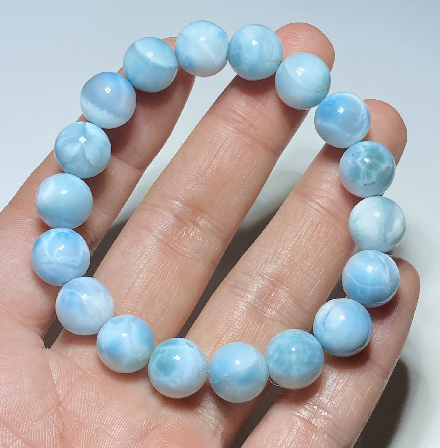 Larimar,AAA Natural Authentic Dominican Larimar Bracelect,Gems Bracelect,Crystal Bracelet,11.3mm Bracelect ET237