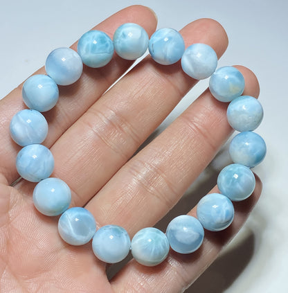 Larimar,AAA Natural Authentic Dominican Larimar Bracelect,Gems Bracelect,Crystal Bracelet,11.3mm Bracelect ET237