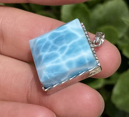AAA Natural Authentic Dominican Larimar Pendant,Larimar Necklace,Crystal Pendant,Gems Pendant ET232