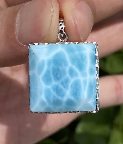 AAA Natural Authentic Dominican Larimar Pendant,Larimar Necklace,Crystal Pendant,Gems Pendant ET232