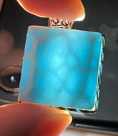 AAA Natural Authentic Dominican Larimar Pendant,Larimar Necklace,Crystal Pendant,Gems Pendant ET232