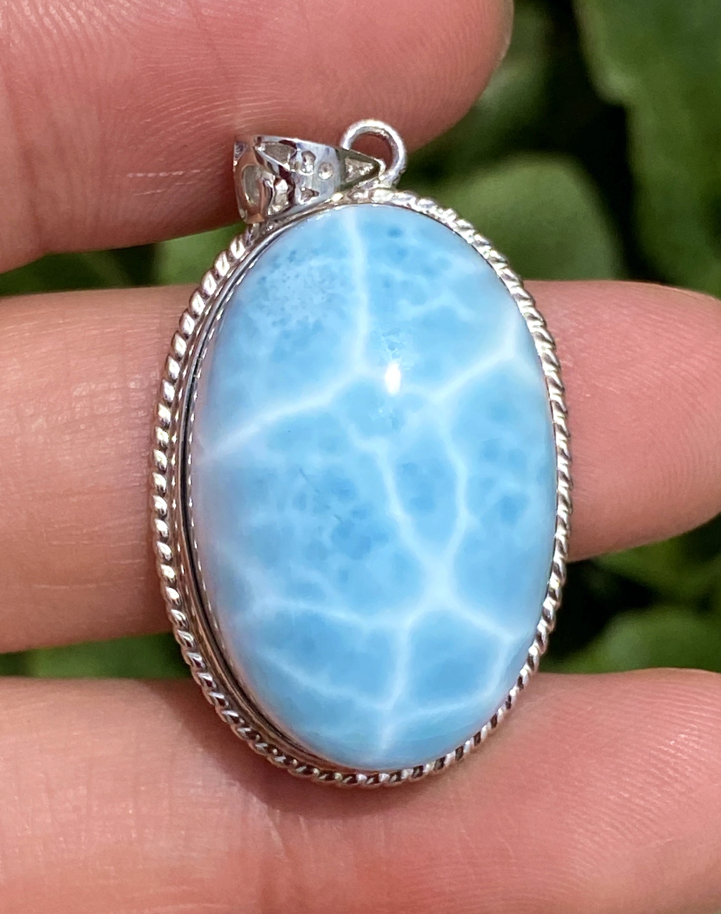 AAA+ Natural Authentic Dominican Larimar Pendant,Larimar Necklace,Crystal Pendant,Gems Pendant ET195