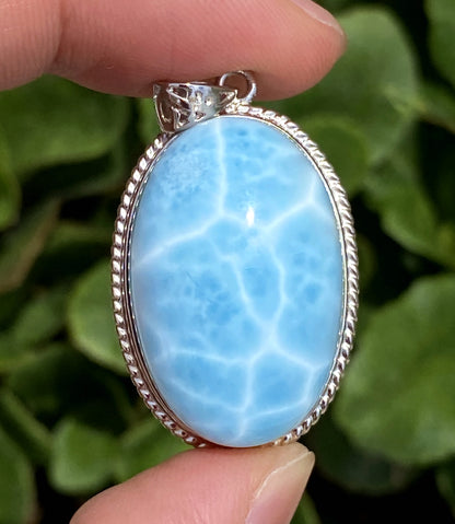 AAA+ Natural Authentic Dominican Larimar Pendant,Larimar Necklace,Crystal Pendant,Gems Pendant ET195