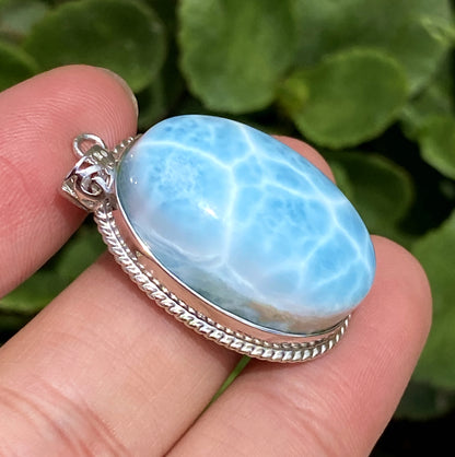 AAA+ Natural Authentic Dominican Larimar Pendant,Larimar Necklace,Crystal Pendant,Gems Pendant ET195