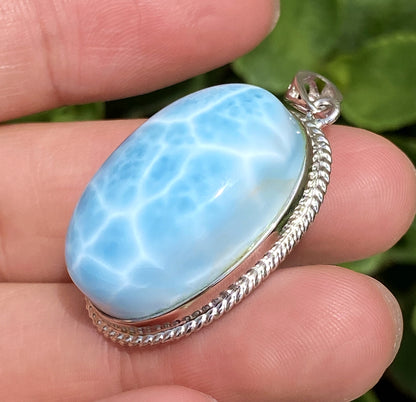 AAA+ Natural Authentic Dominican Larimar Pendant,Larimar Necklace,Crystal Pendant,Gems Pendant ET195