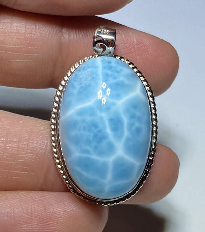 AAA+ Natural Authentic Dominican Larimar Pendant,Larimar Necklace,Crystal Pendant,Gems Pendant ET195