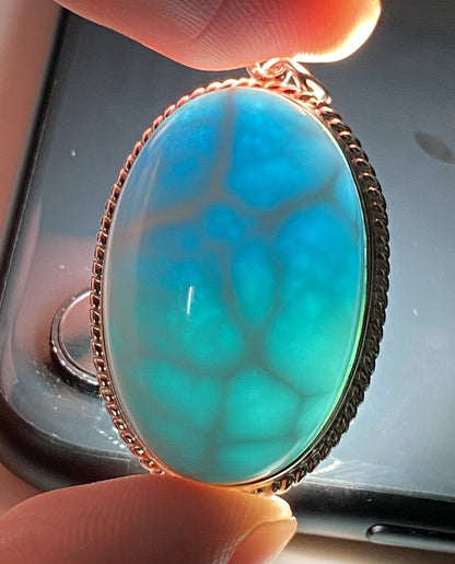 AAA+ Natural Authentic Dominican Larimar Pendant,Larimar Necklace,Crystal Pendant,Gems Pendant ET195