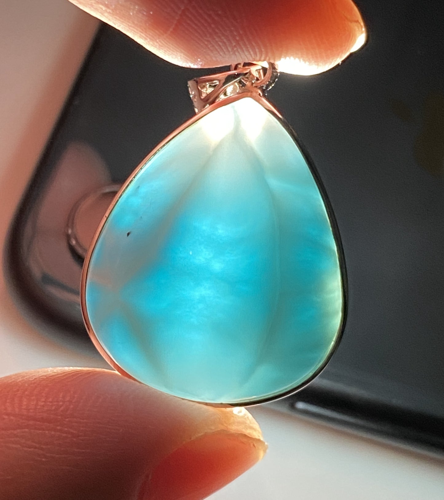 AAAA Natural Authentic Dominican Larimar Pendant,Gems Jewelry,Gems Pendant,Crystal Pendant,ET325