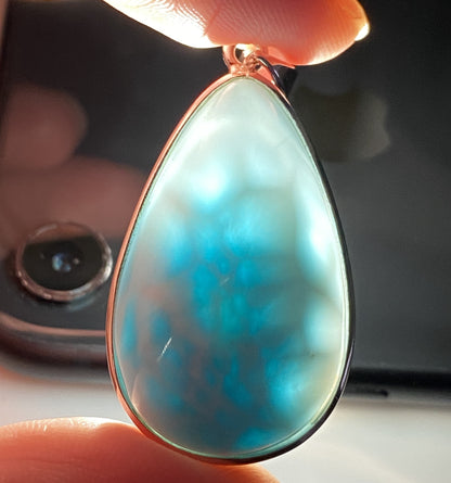 AAAA Natural Authentic Dominican Larimar Pendant,Gems Jewelry,Gems Pendant,Crystal Pendant,ET365