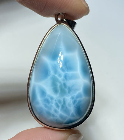 AAAA Natural Authentic Dominican Larimar Pendant,Gems Jewelry,Gems Pendant,Crystal Pendant,ET365