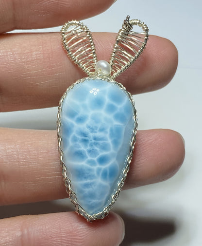 AAA+ Natural Authentic Dominican Larimar Pendant,Gems Jewelry,Gems Pendant,Crystal Pendant,ET373