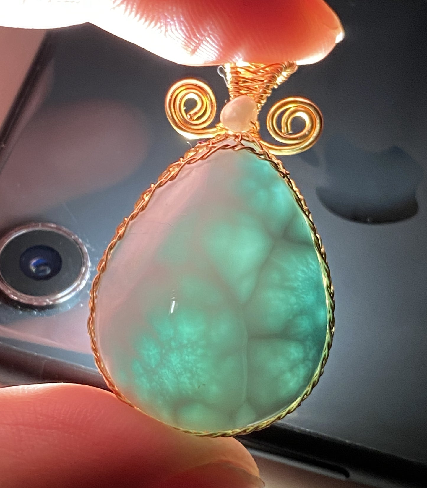 AAA+ Natural Authentic Dominican Larimar Pendant,Gems Jewelry,Gems Pendant,Crystal Pendant,ET377