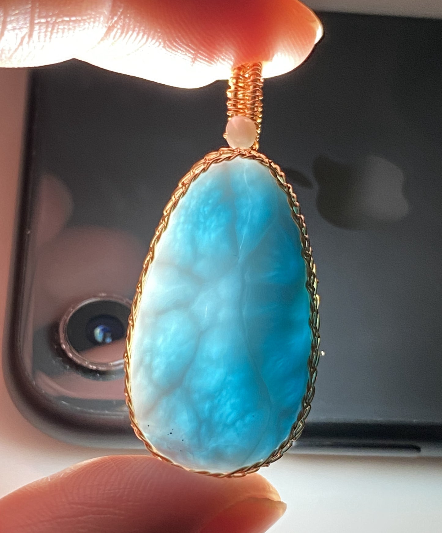 AAA+ Natural Authentic Dominican Larimar Pendant,Gems Jewelry,Gems Pendant,Crystal Pendant,ET378