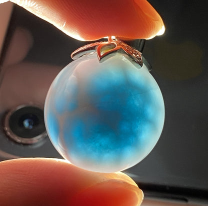 AAA+ Natural Authentic Dominican Larimar Pendant,Gems Jewelry,Gems Pendant,Crystal Pendant,ET382