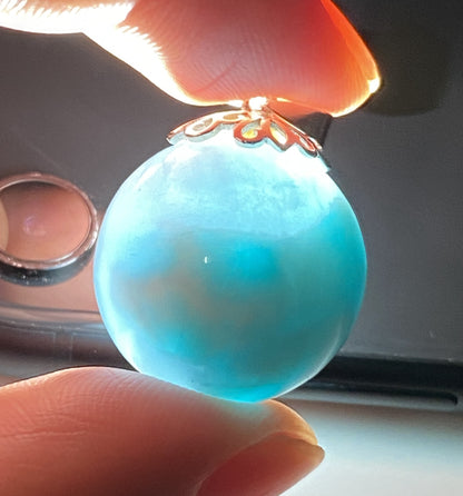 AAA+ Natural Authentic Dominican Larimar Pendant,Gems Jewelry,Gems Pendant,Crystal Pendant,ET385